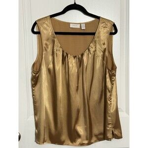 Chicos Gold Sleeveless Tank Top 2XL XXL  Blouse Shirt Work Office Party